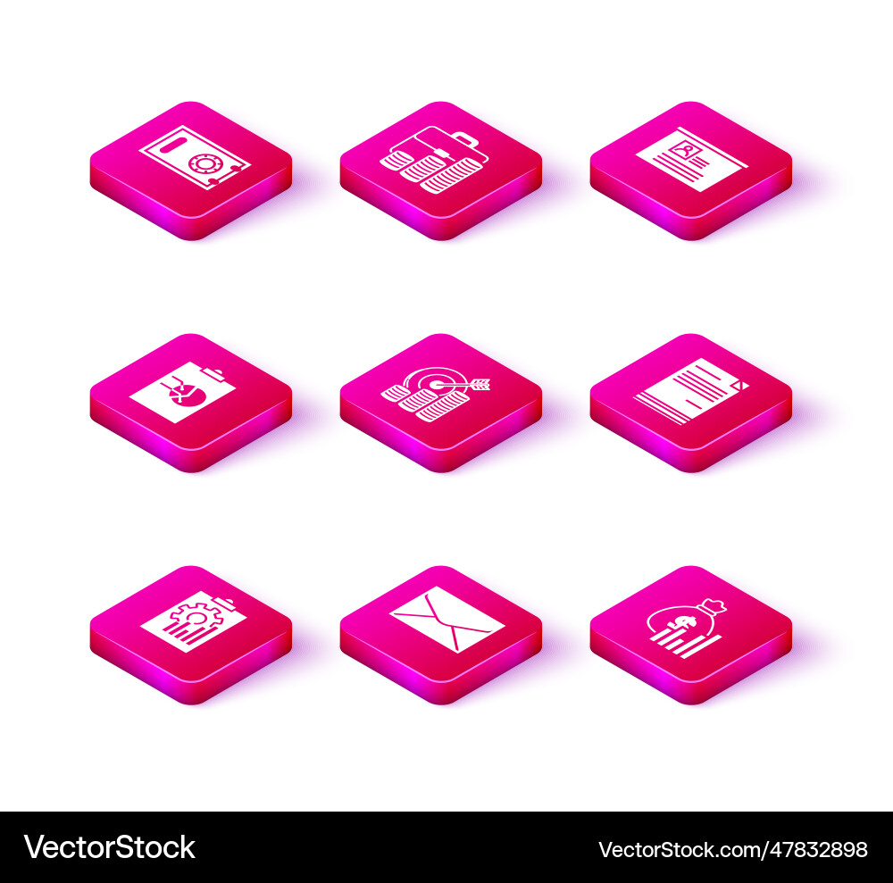 Set clipboard with graph chart envelope target Set clipboard with graph chart envelope target vector image