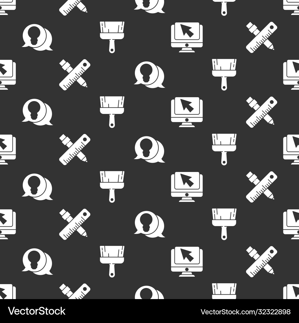 Set computer monitor and cursor crossed ruler Set computer monitor and cursor crossed ruler vector image
