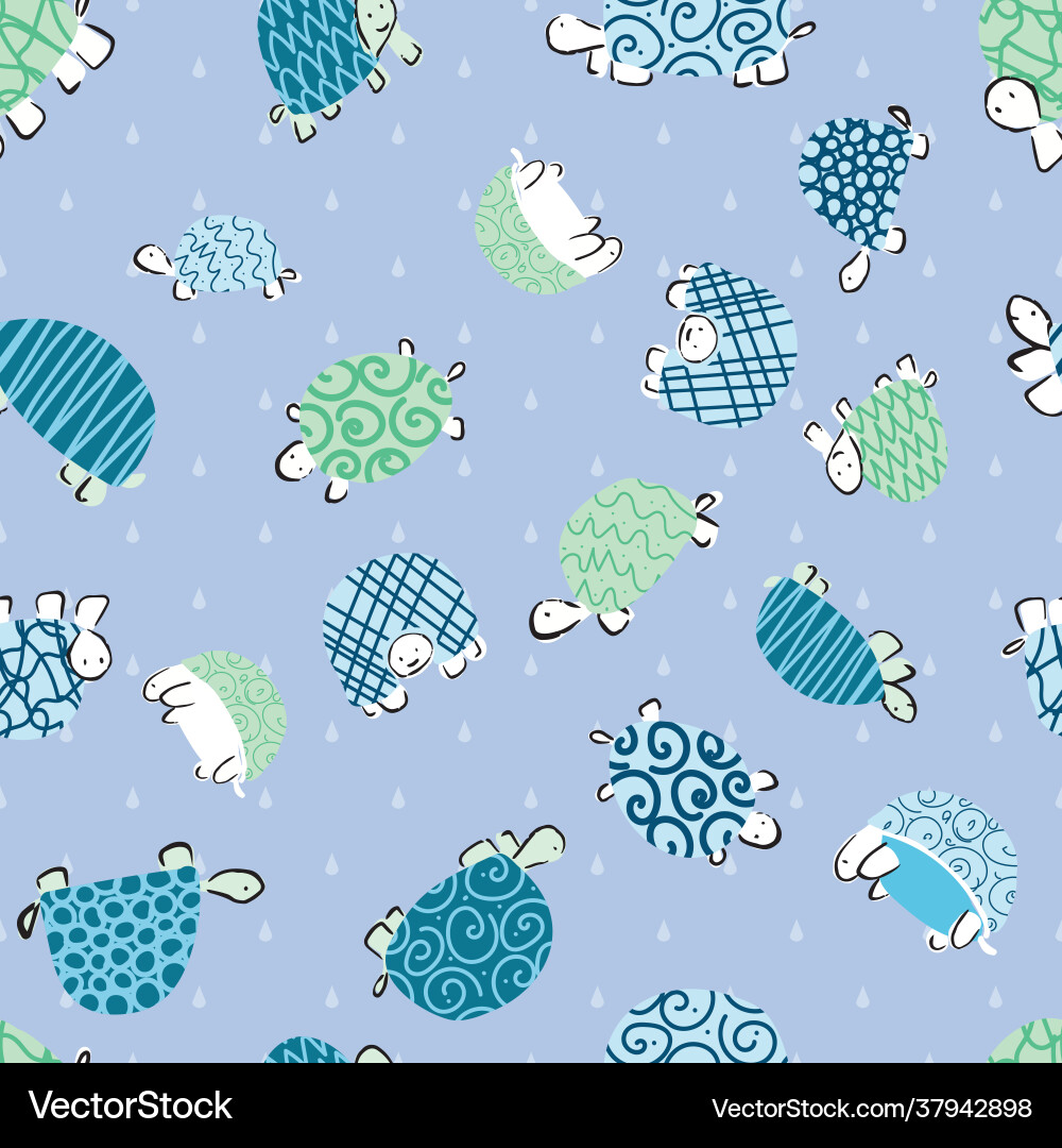 Turtle rain drop seamless pattern Turtle rain drop seamless pattern vector image