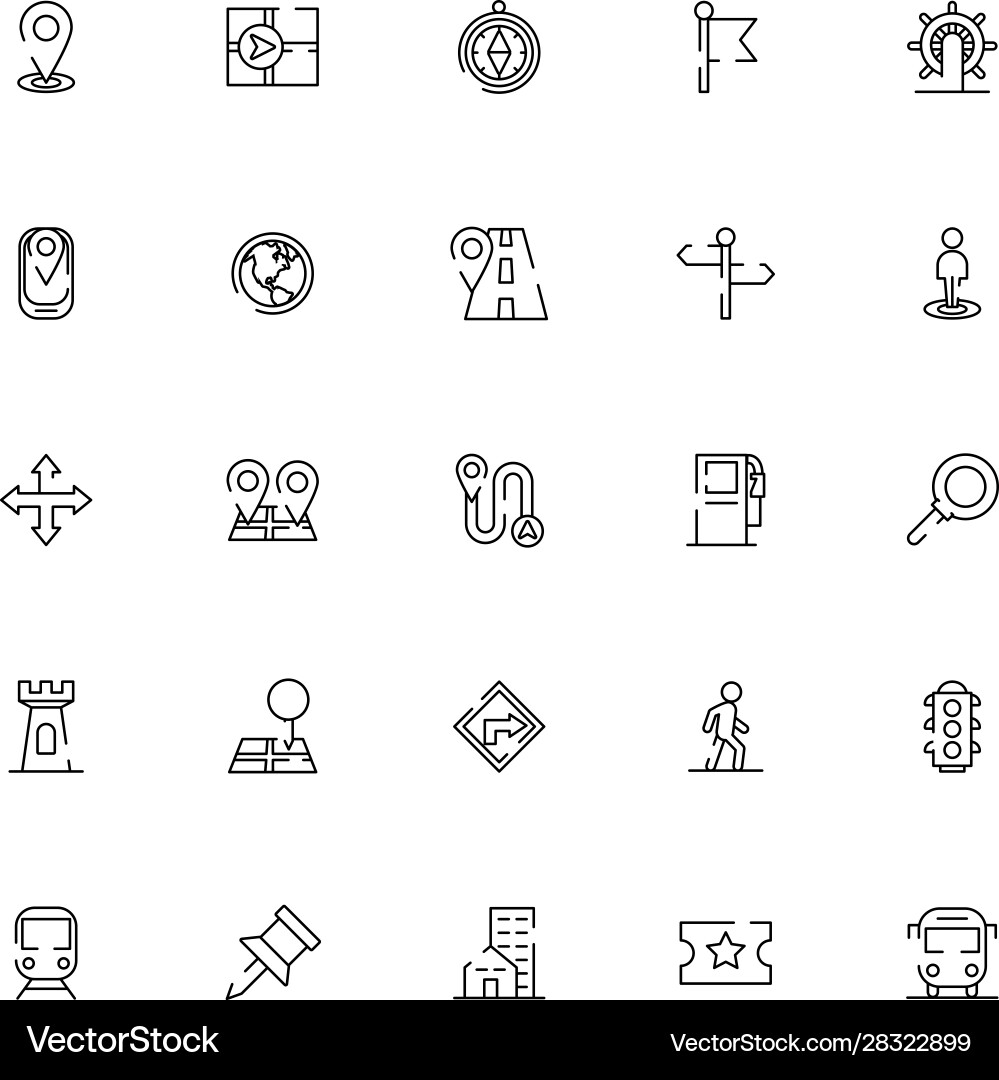 Bundle maps and navigation icons vector image