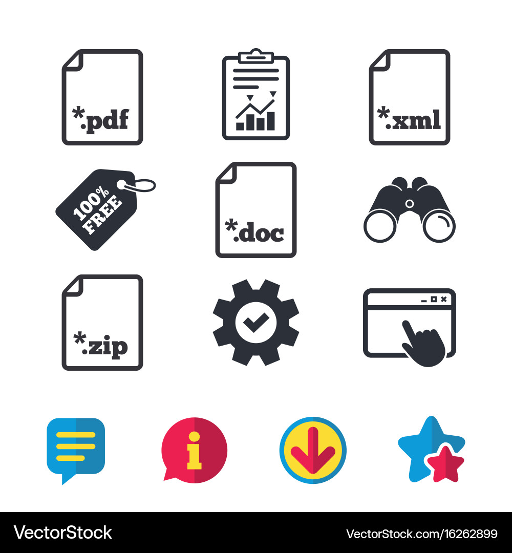 Document signs file extensions symbols Vector Image