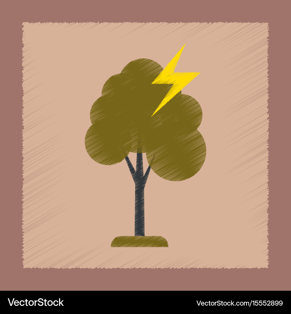 Flat shading style icon lightning tree vector image