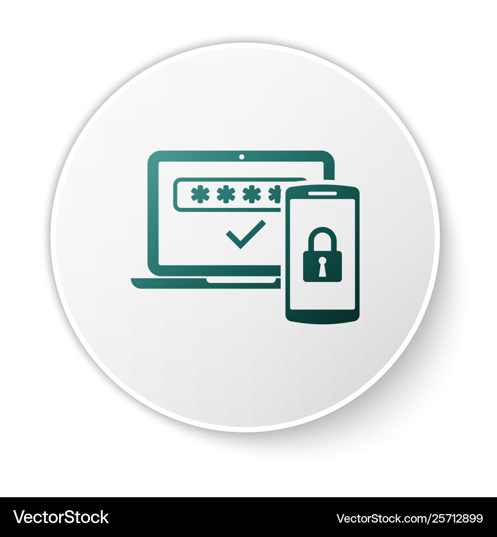 Green multi factor two steps authentication icon Green multi factor two steps authentication icon vector image