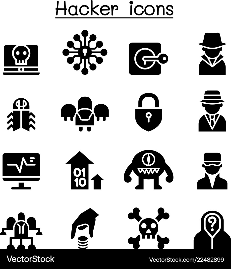Hacker Icon Set - Digital Security vector image