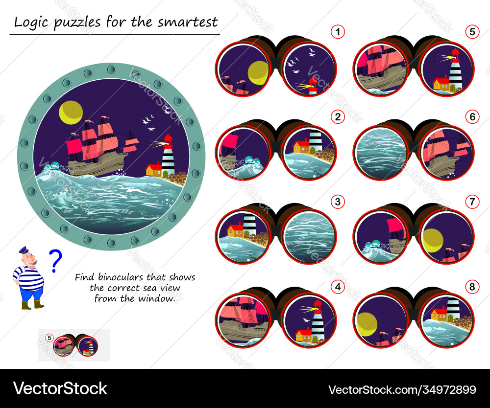 Logic puzzle game for smartest help sailor Vector Image