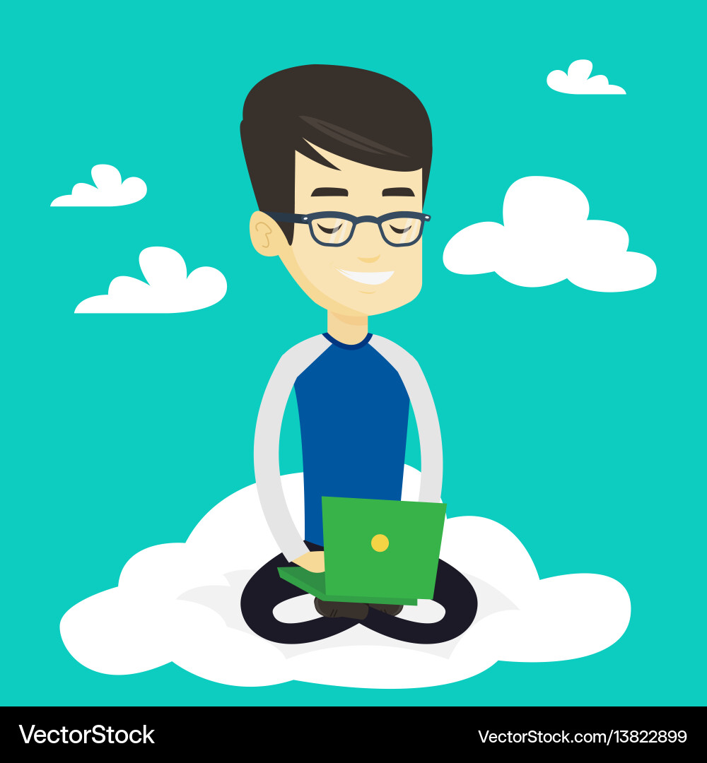 Man using cloud computing technology Man using cloud computing technology vector image