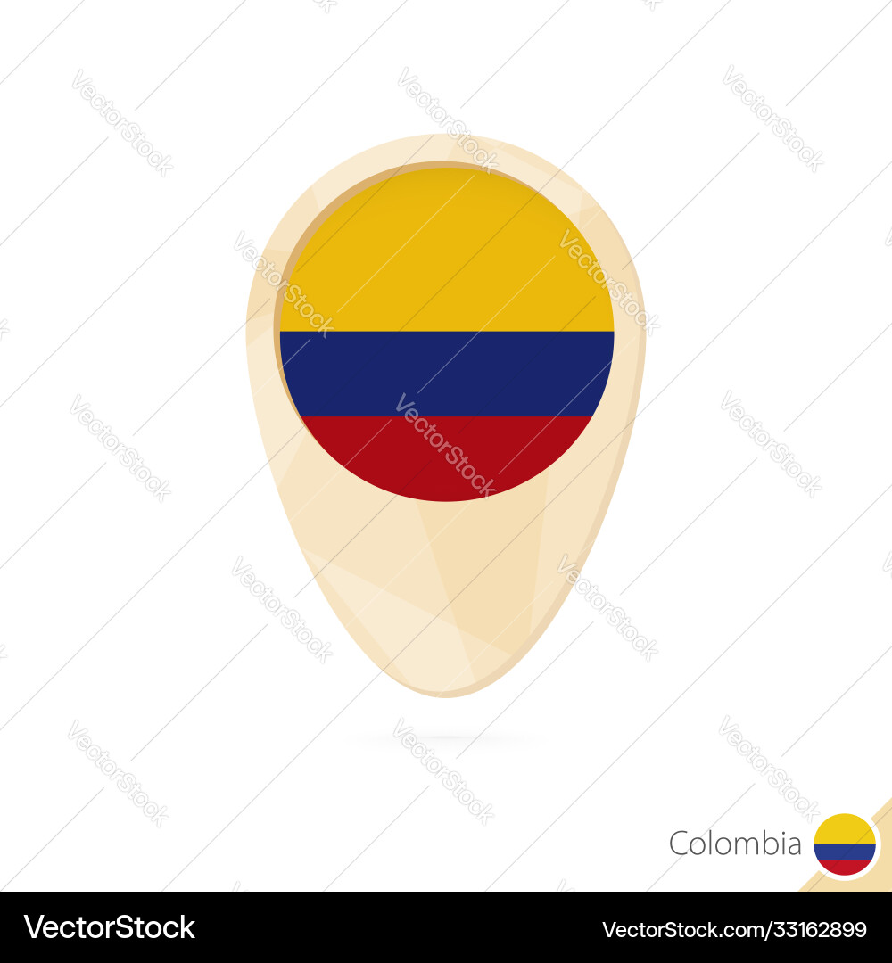 Map pointer with flag colombia orange abstract Map pointer with flag colombia orange abstract vector image