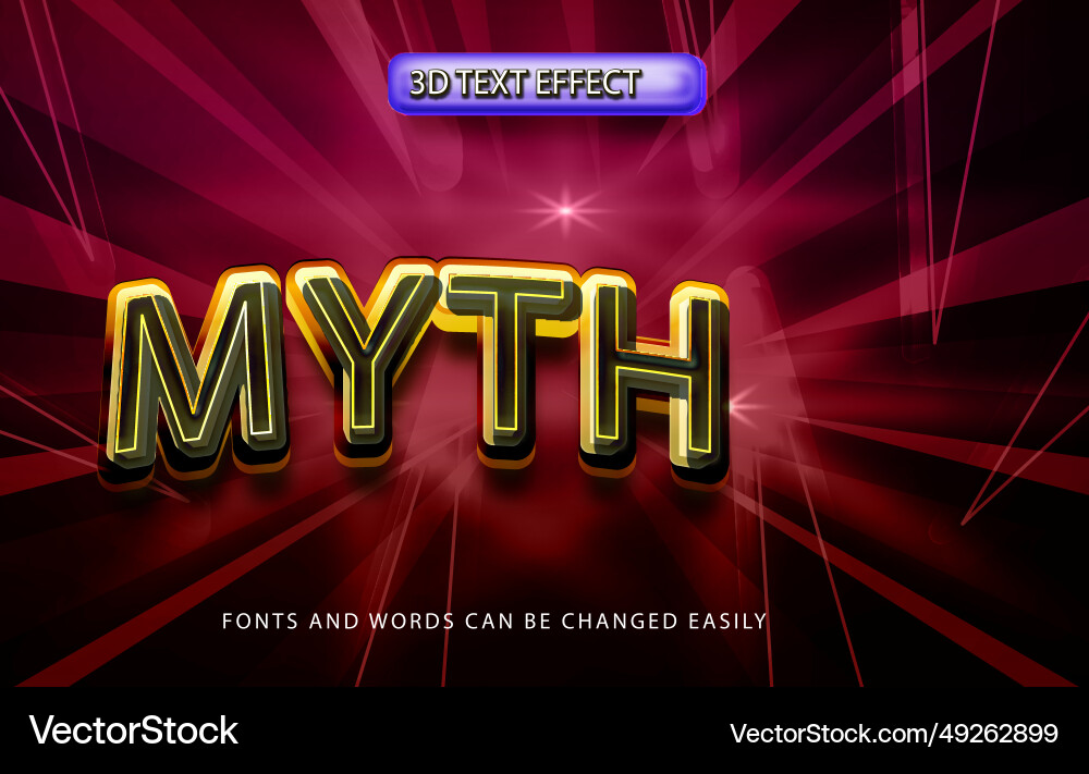 Myth 3d ancient editable text effect style Vector Image