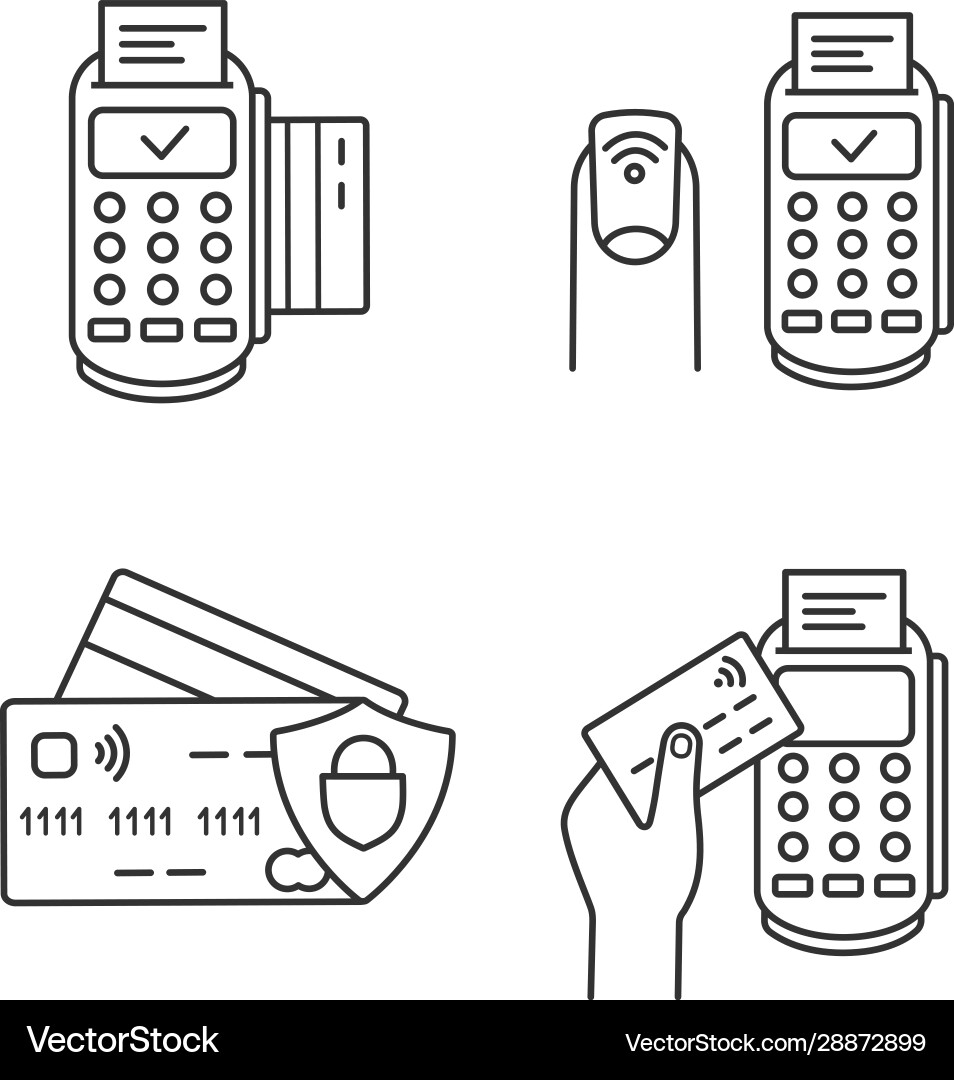 Nfc payment linear icons set Nfc payment linear icons set vector image