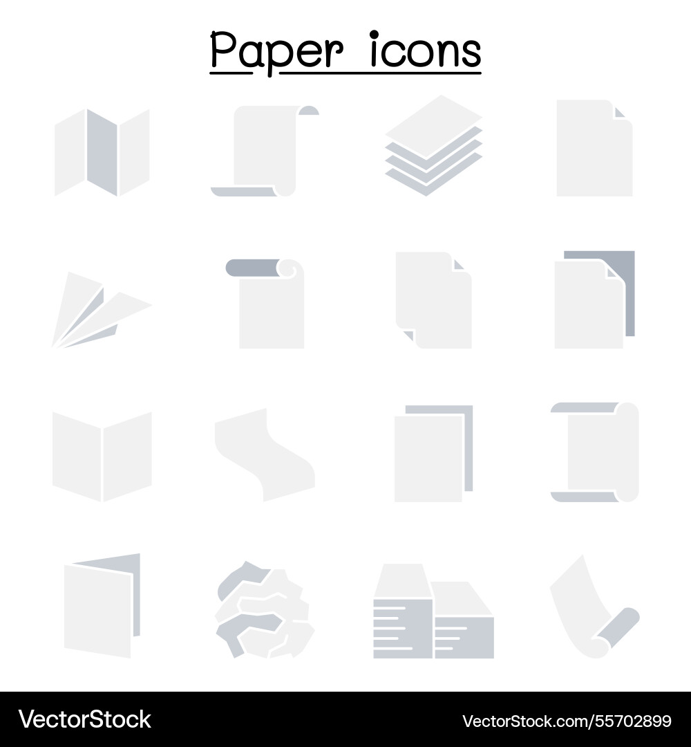 Paper and document icon set in flat color style Vector Image