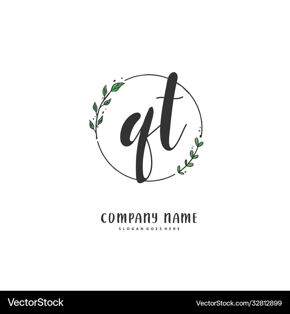Q t qt initial handwriting and signature logo Vector Image