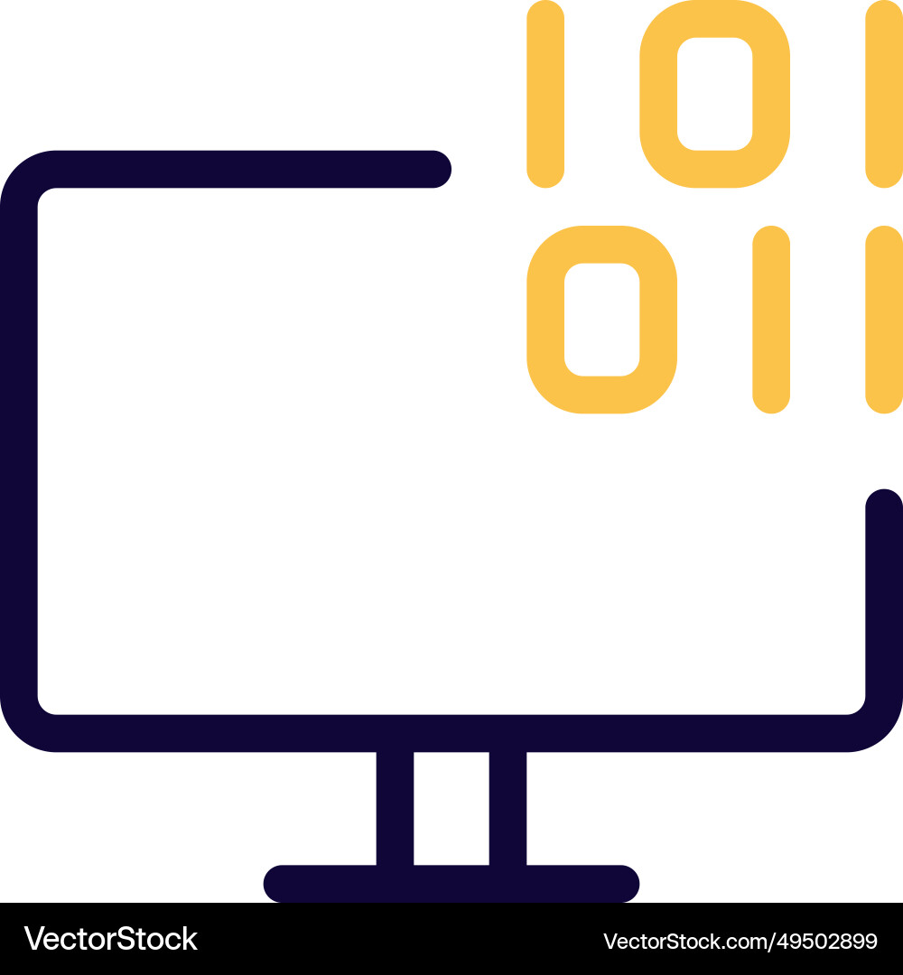 Showing data in binary format on monitor Vector Image