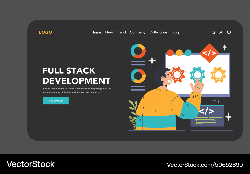 Software development web banner or landing page Software development web banner or landing page vector image