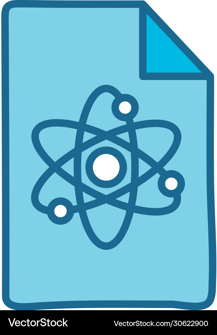 Atom inside document paper line and fill style vector image