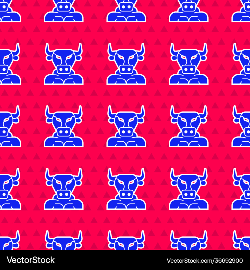 Blue minotaur icon isolated seamless pattern Vector Image