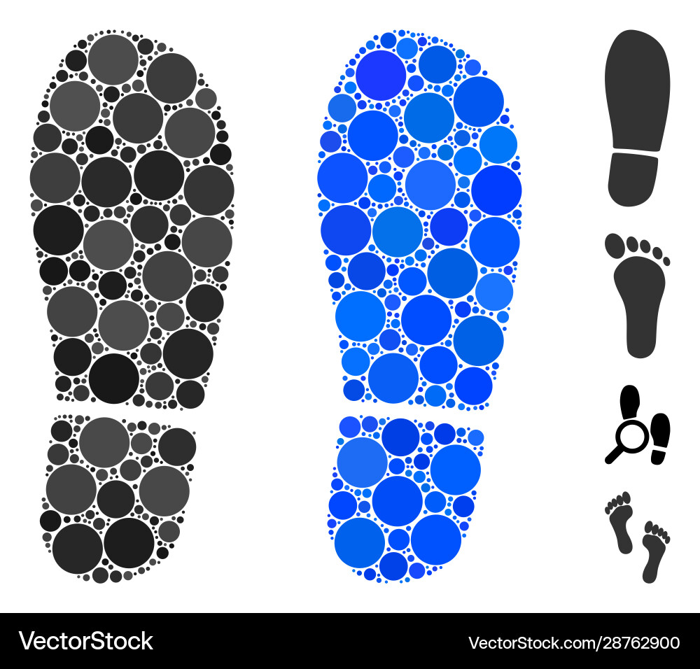 Boot footprint composition icon round dots Boot footprint composition icon round dots Vector Image