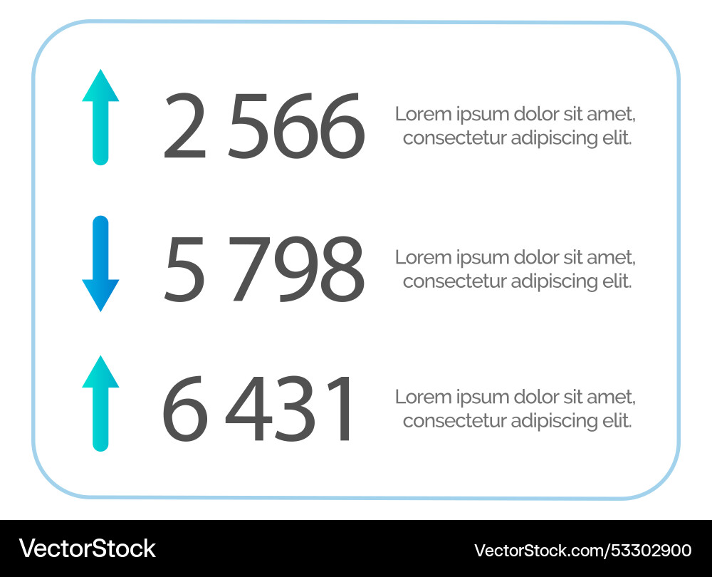 Business data visualization numbers down and up Business data visualization numbers down and up vector image