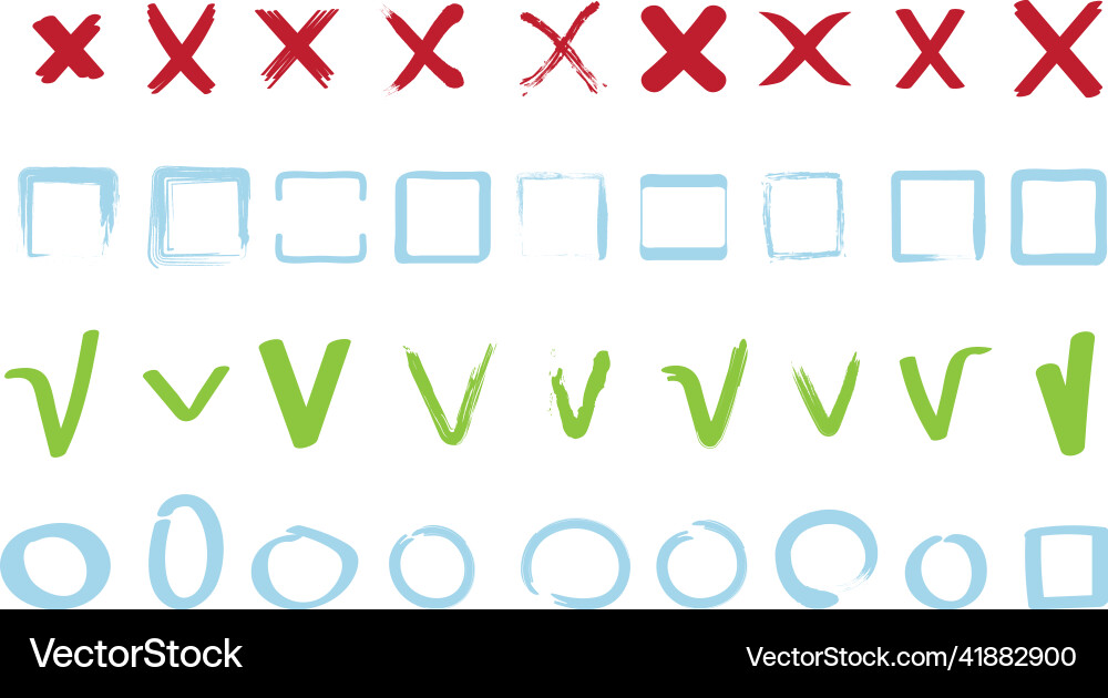 Check marks collection approve false reject signs Check marks collection approve false reject signs vector image
