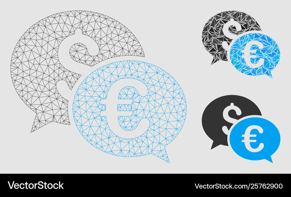 Currency transactions mesh wire frame model Vector Image