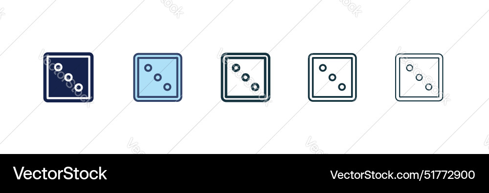 Dice three icon set game number dot cube Dice three icon set game number dot cube Vector Image