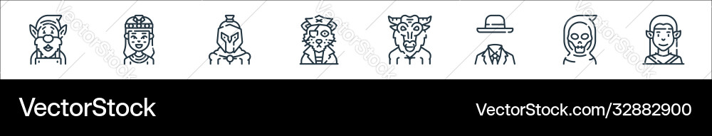 Fantastic characters line icons linear set Fantastic characters line icons linear set vector image