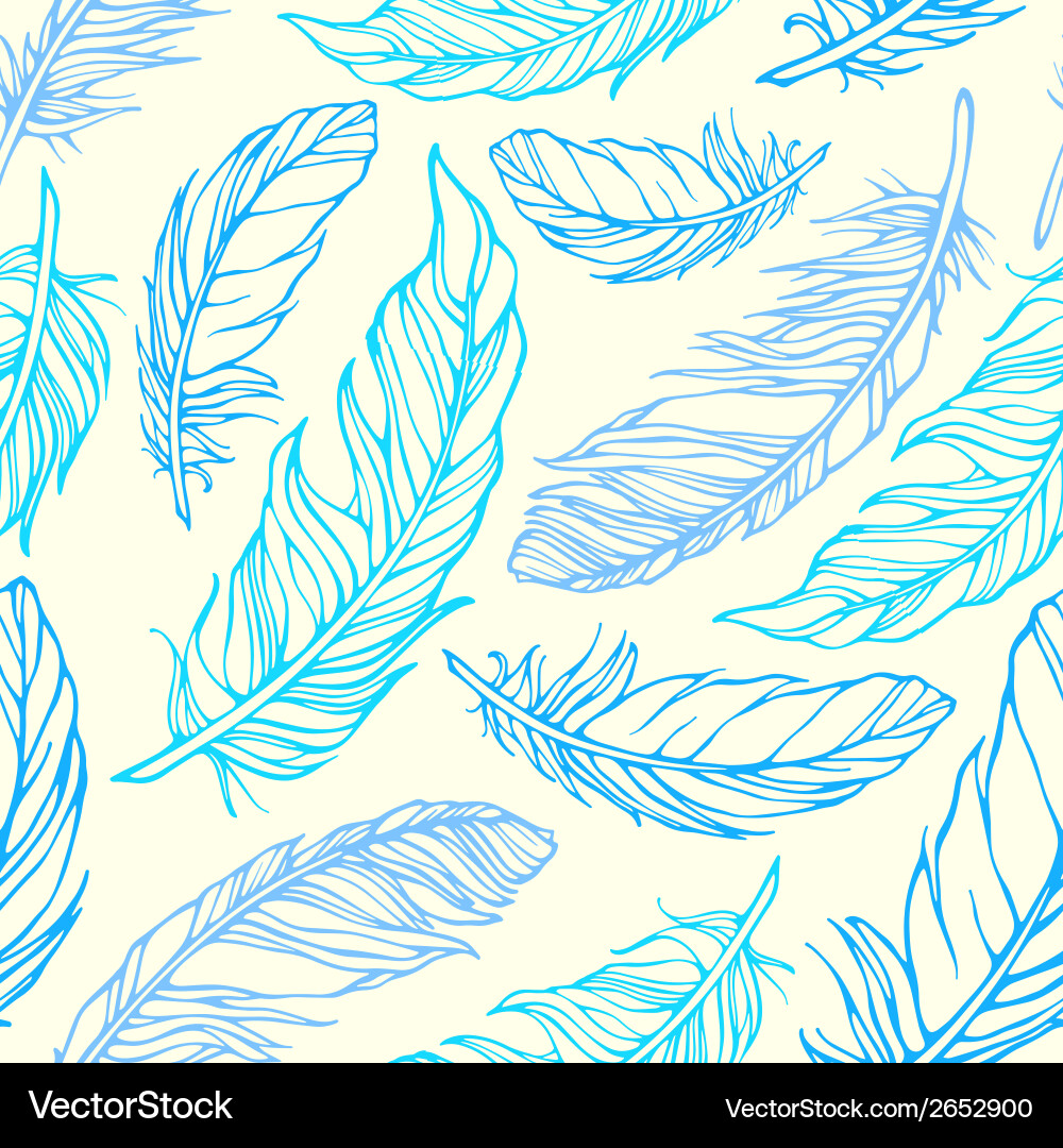 Feather Pattern - Elegant Outline vector image