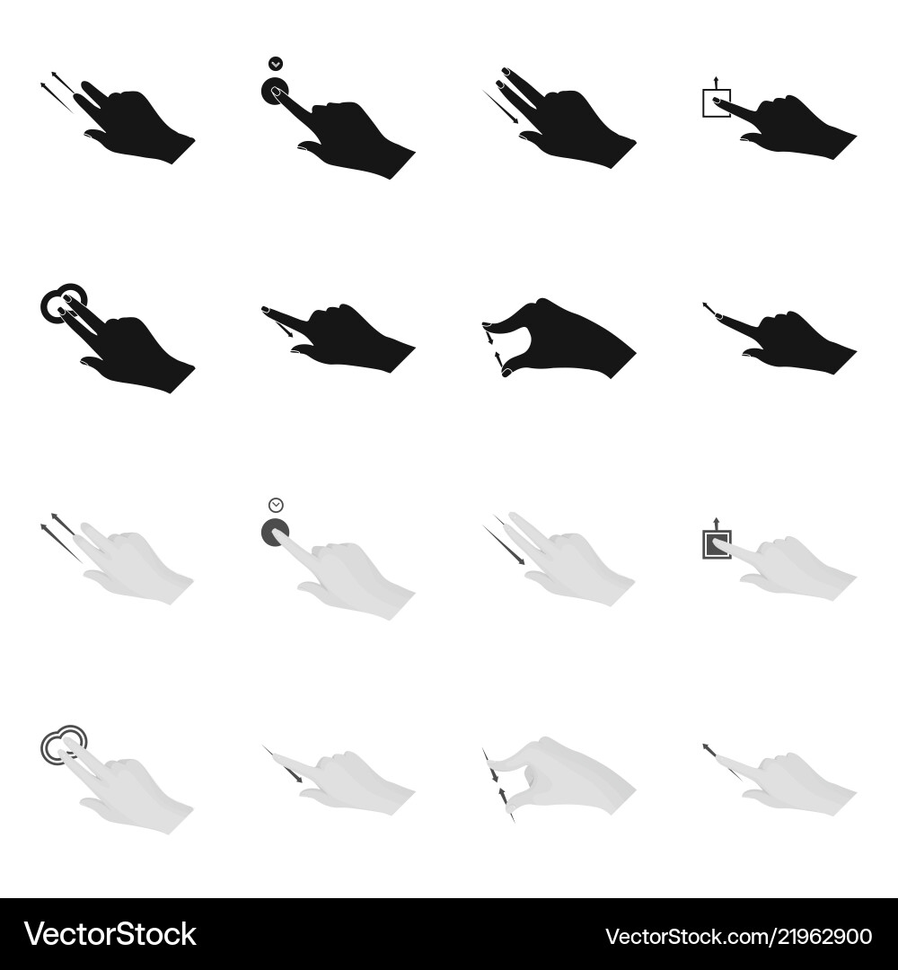 Isolated object of touchscreen and hand icon set Vector Image