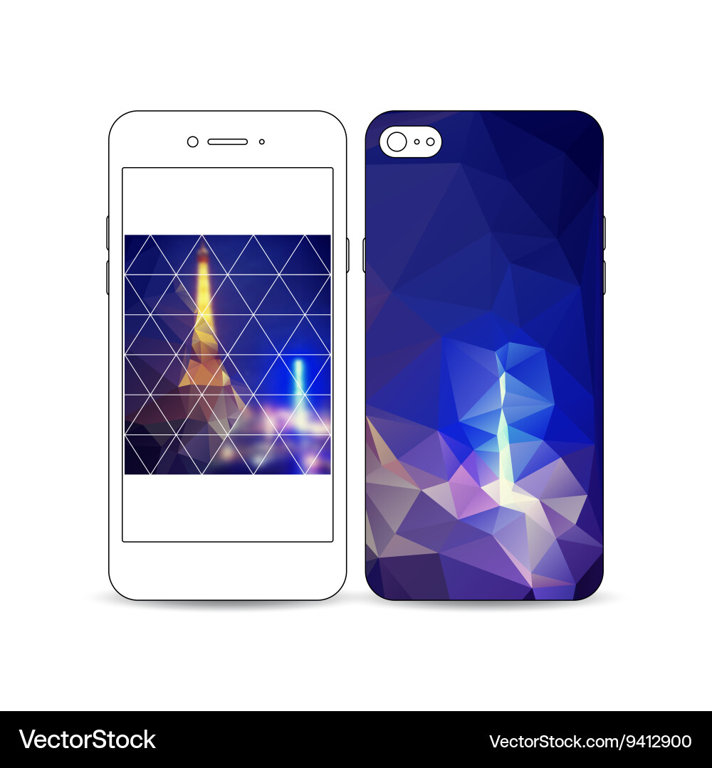 Mobile smartphone with an example of the screen vector image