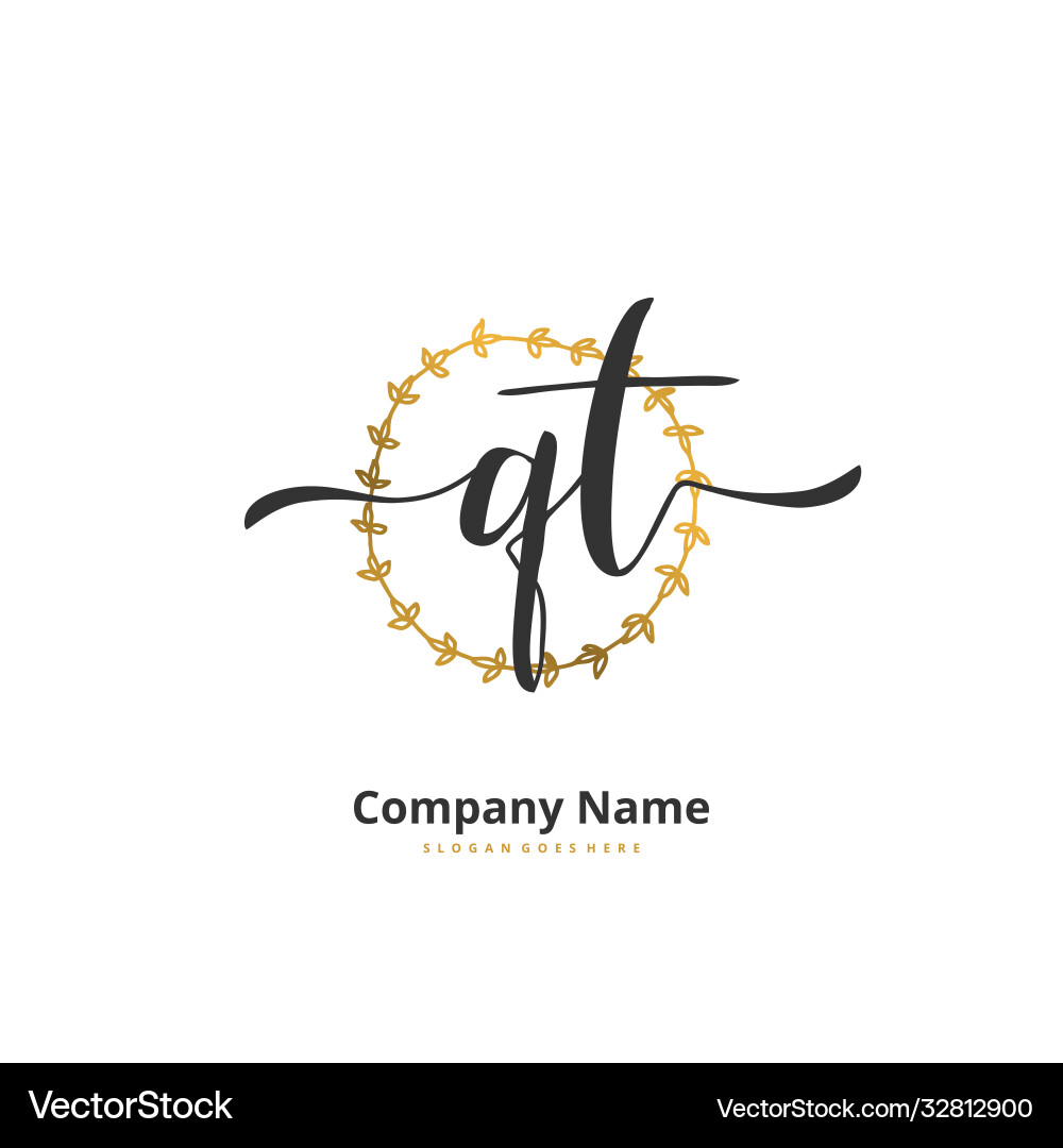 Q t qt initial handwriting and signature logo Q t qt initial handwriting and signature logo Vector Image