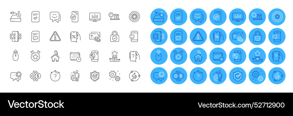 Quiz smile face and ask question line icons pack Quiz smile face and ask question line icons pack vector image