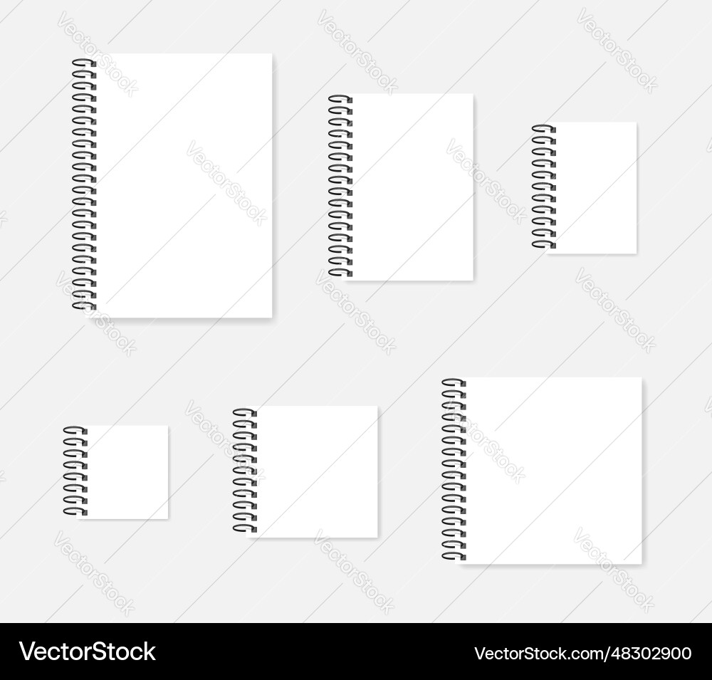 Ring bound blank notebook mock-up set square a4 Vector Image