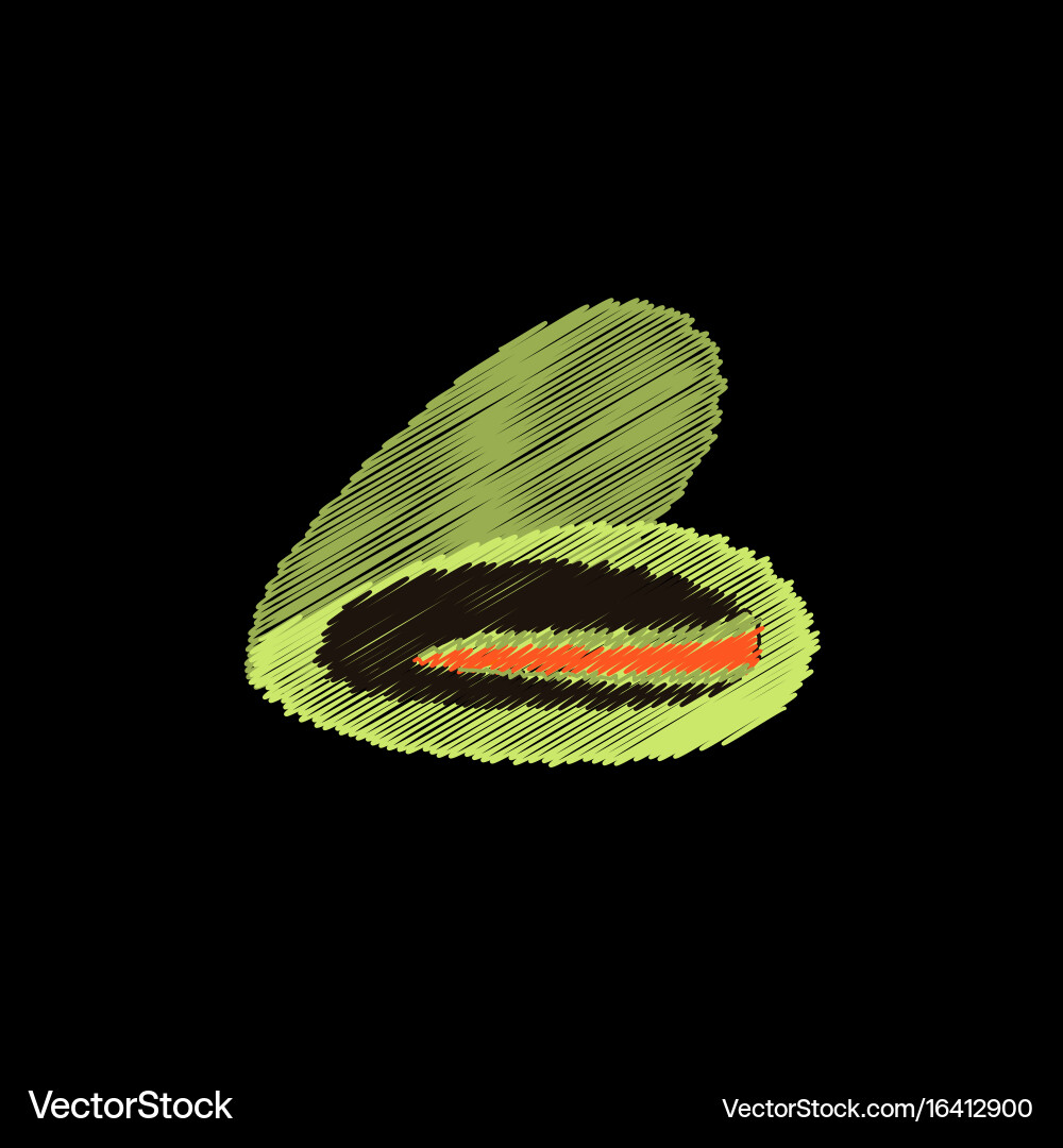 Scallop sea shell sketch style in hatching vector image