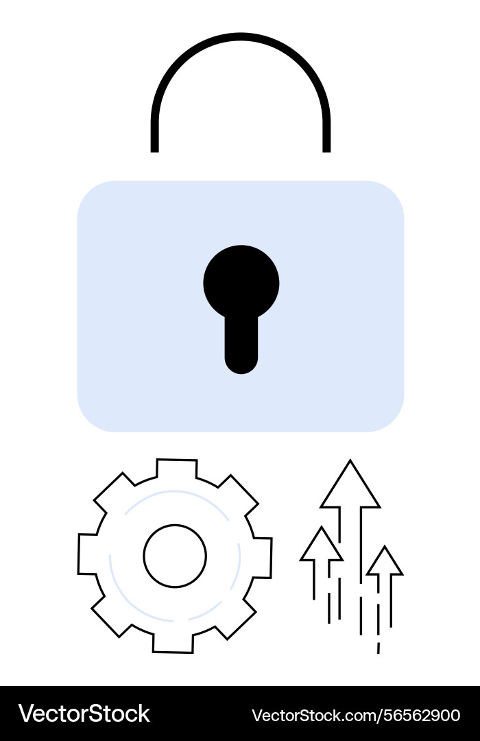 Secure technology and growth concept with lock Secure technology and growth concept with lock vector image