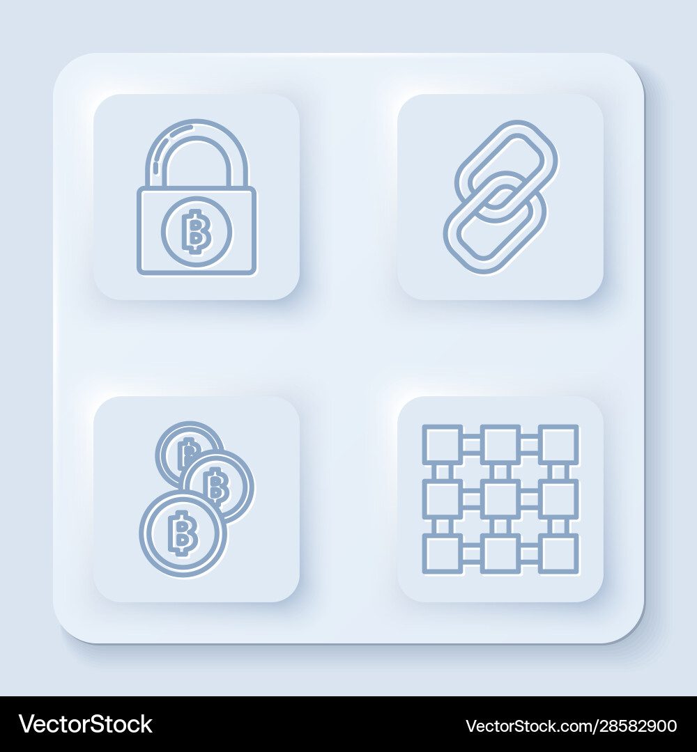 Set line lock with bitcoin chain link Set line lock with bitcoin chain link vector image