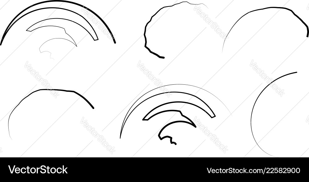 Set of 6 irregular random lines abstract elements Set of 6 irregular random lines abstract elements Vector Image