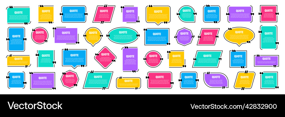 Set of colorful isolated quote frames speech Set of colorful isolated quote frames speech vector image