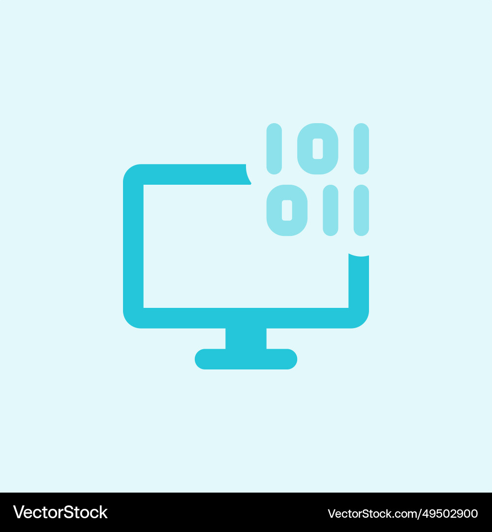 Showing data in binary format on monitor Vector Image