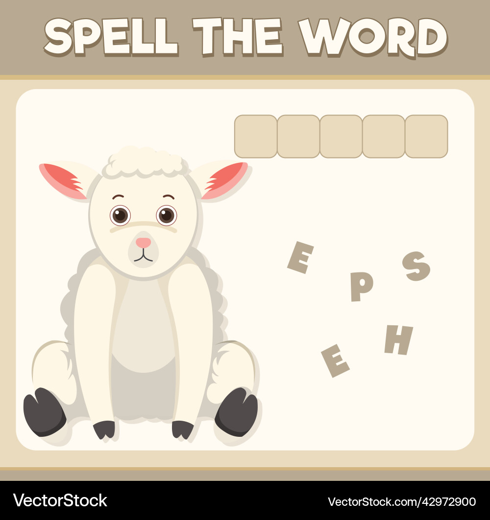 Spell word game with sheep Vector Image
