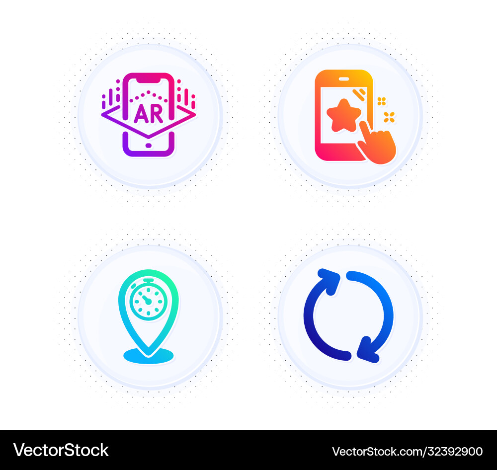 Timer augmented reality and star rating icons set vector image