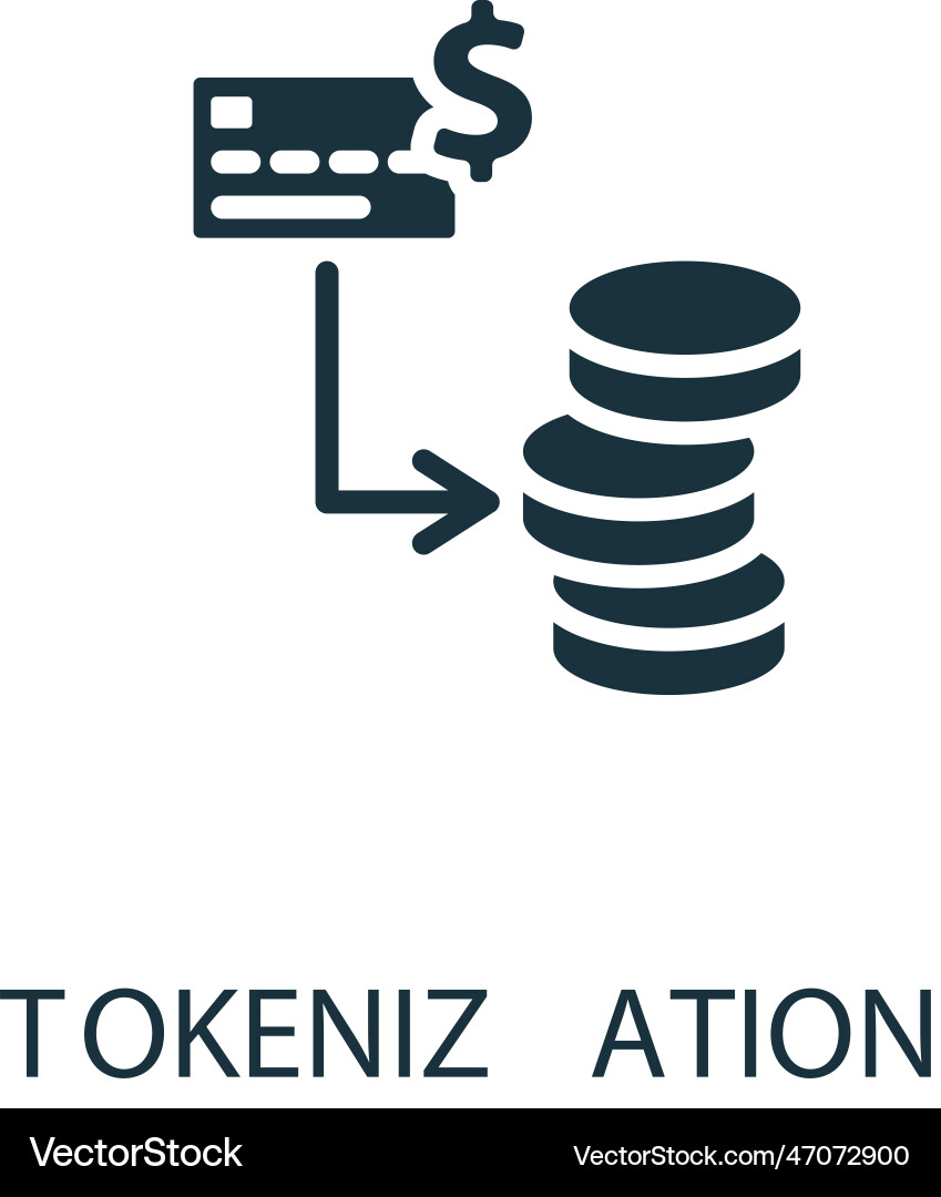 Tokenization icon monochrome simple sign from Tokenization icon monochrome simple sign from vector image