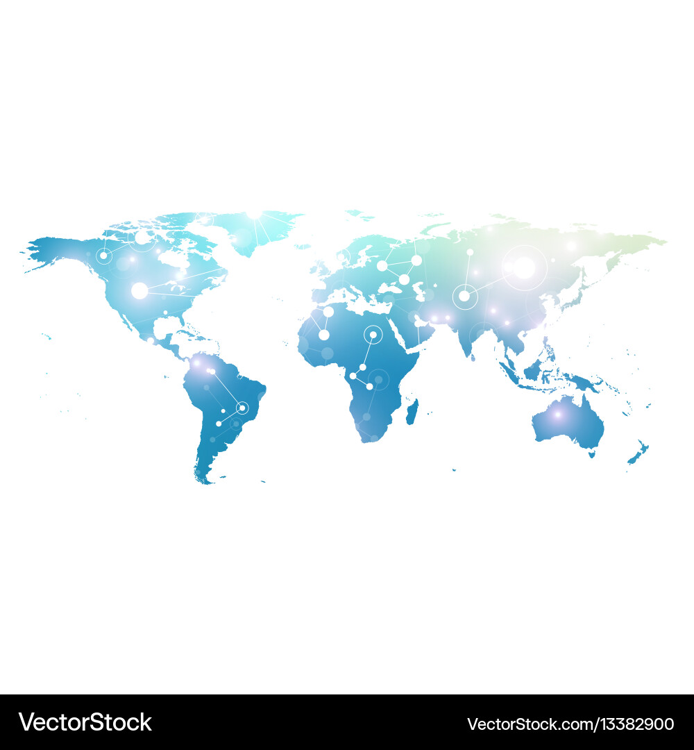 World map with global technology networking World map with global technology networking vector image