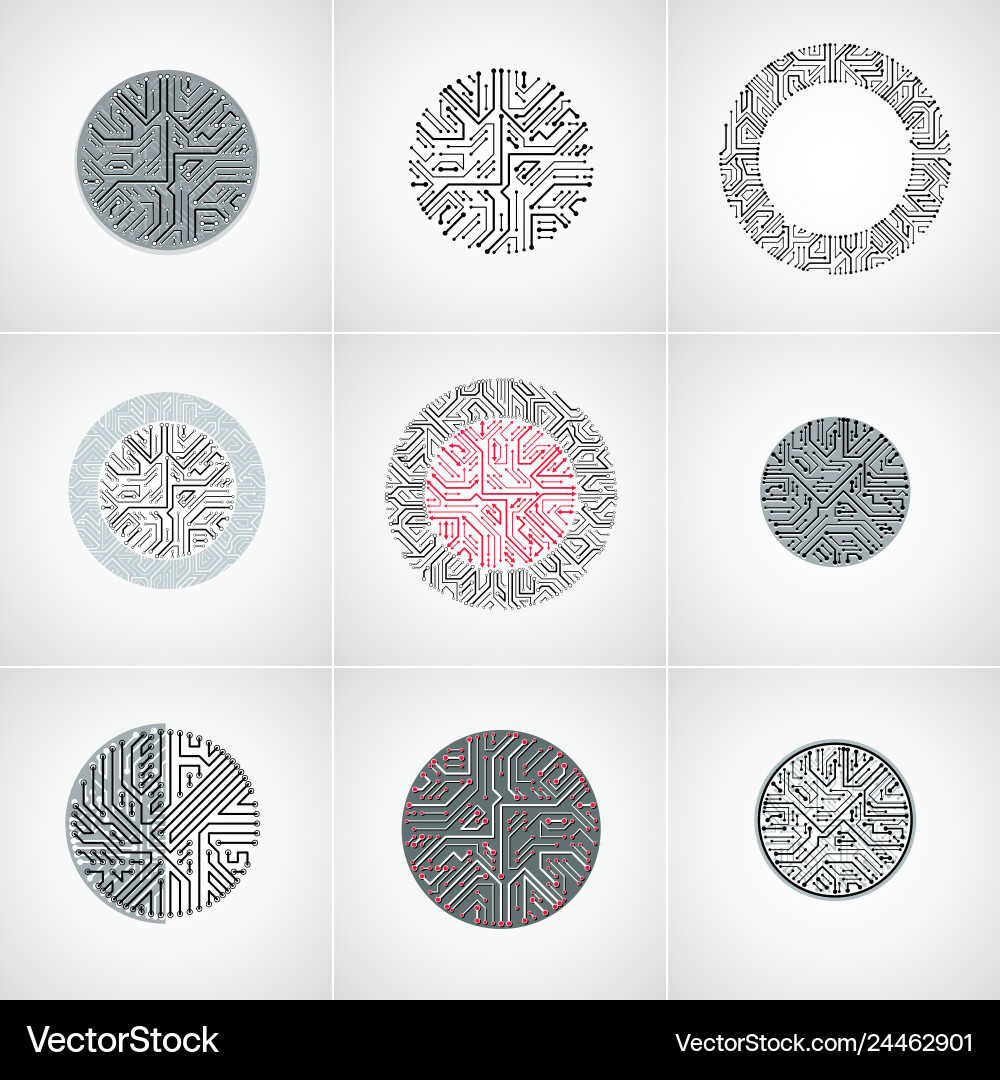 Abstract computer circuit boards collection round Abstract computer circuit boards collection round vector image