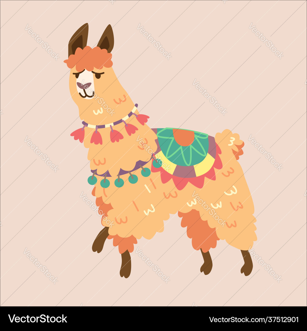 Alpaca character with different emotion Vector Image