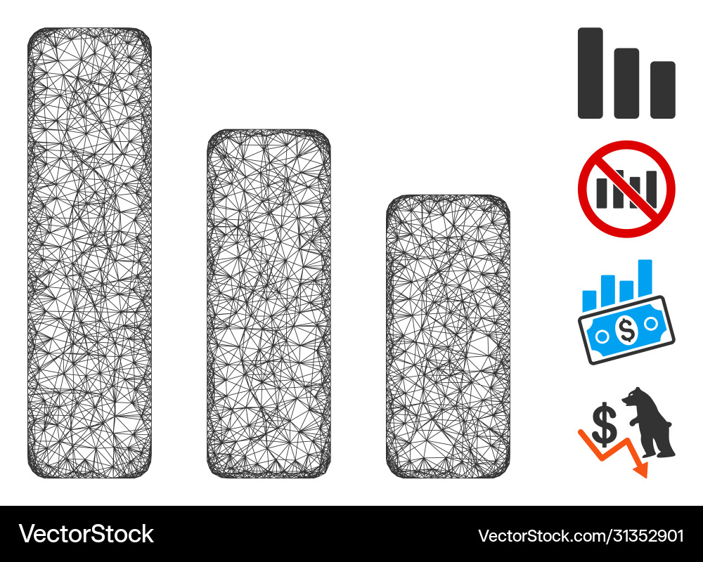 Bar chart decrease web mesh Bar chart decrease web mesh vector image