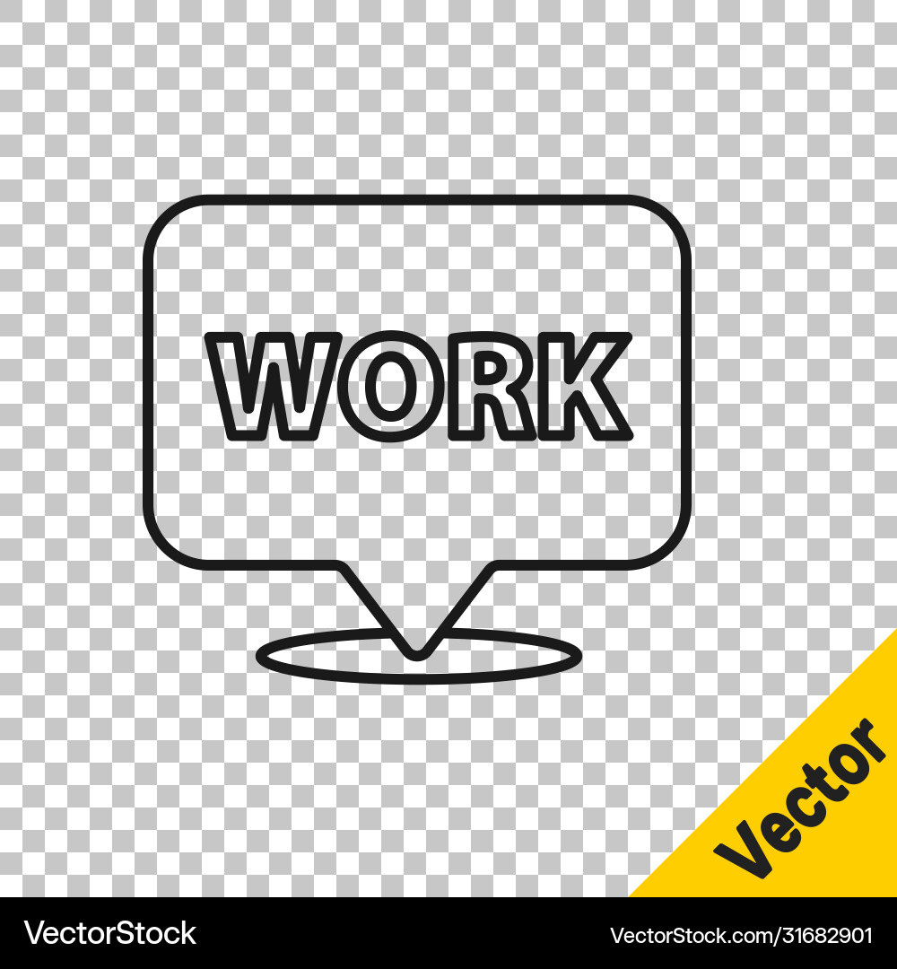 Black line location with text work icon isolated Black line location with text work icon isolated vector image