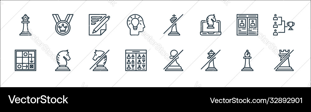 Chess game line icons linear set quality Vector Image