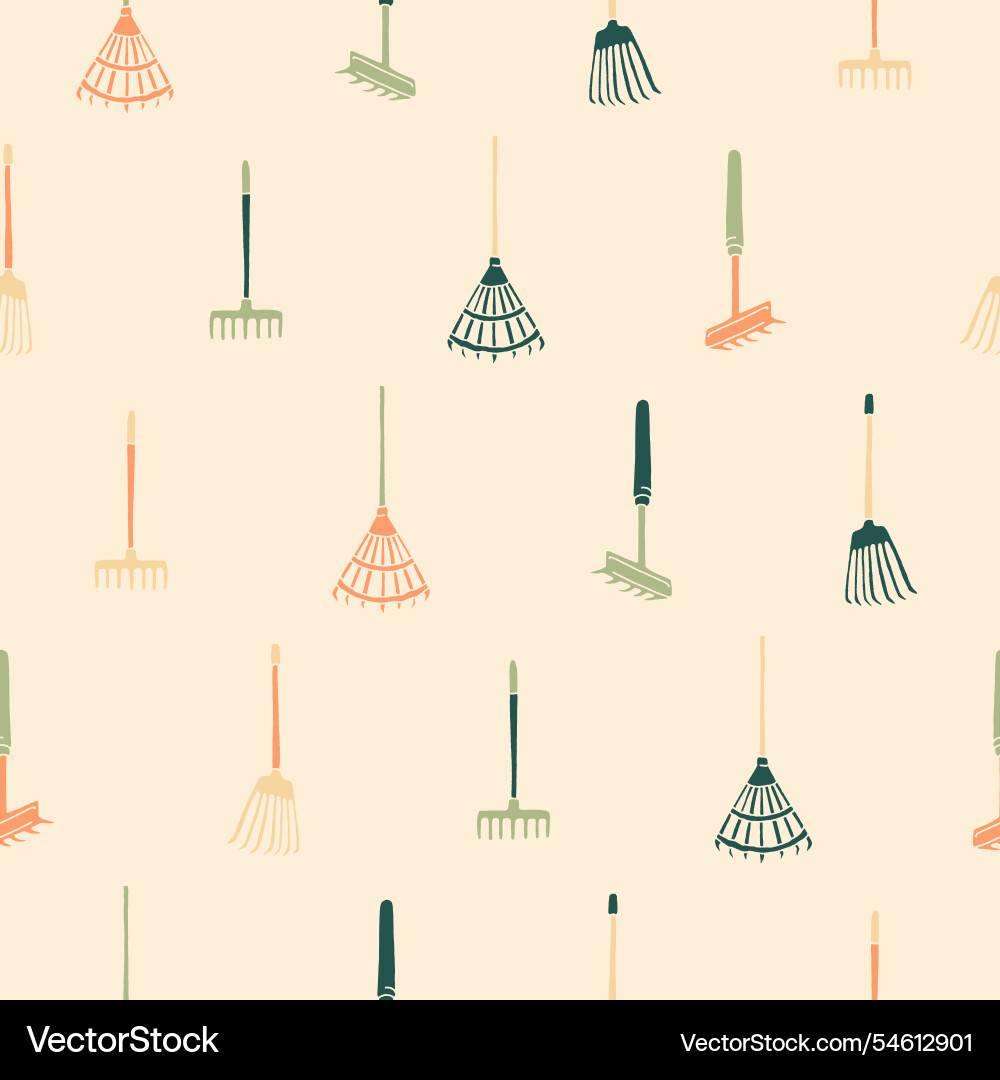 Collection of rake seamless pattern design Collection of rake seamless pattern design vector image