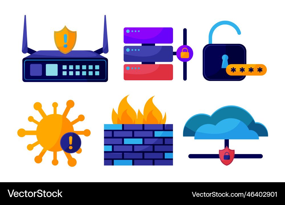 Digital data protection design element vector image
