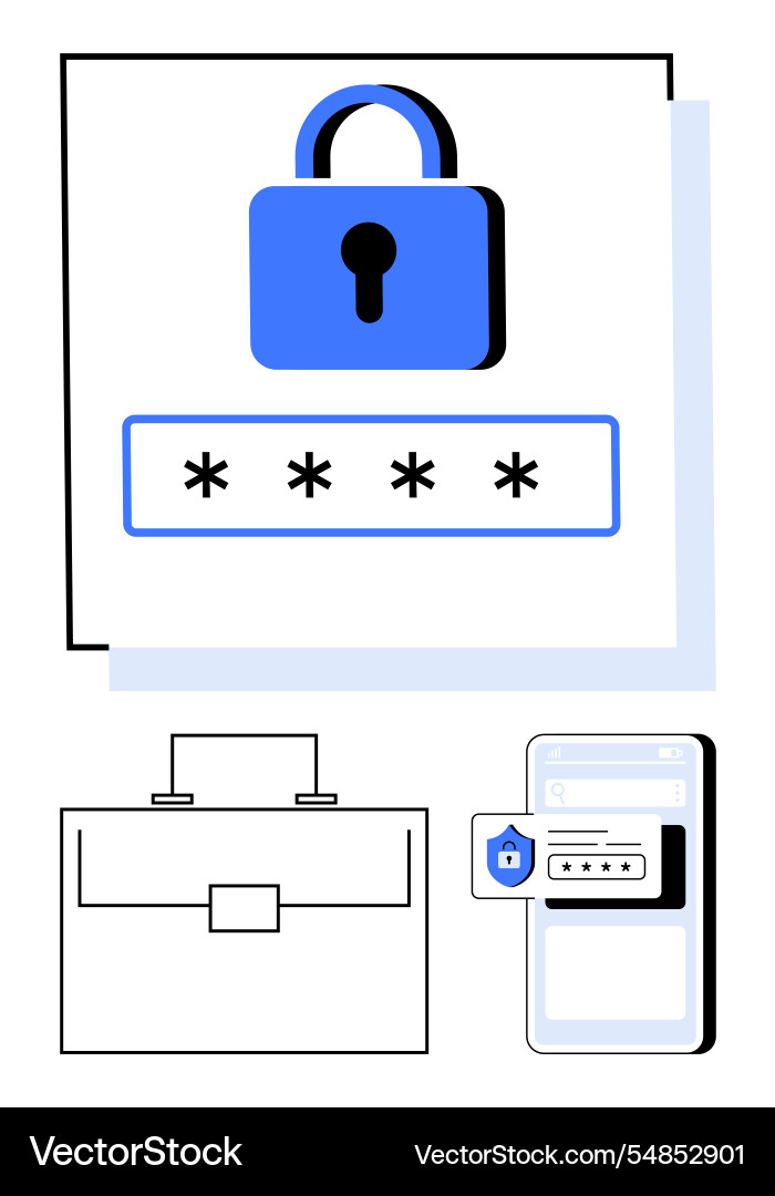 Digital security concept with padlock password Digital security concept with padlock password vector image
