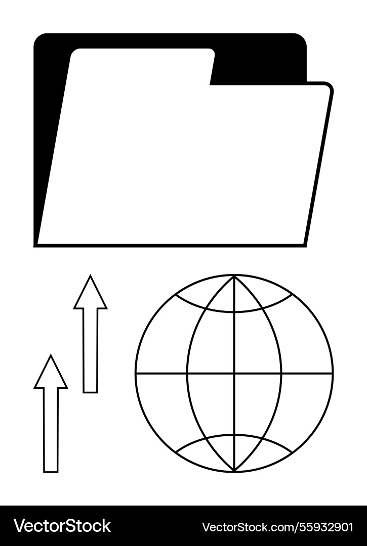 File sharing and global data transfer with folder File sharing and global data transfer with folder vector image